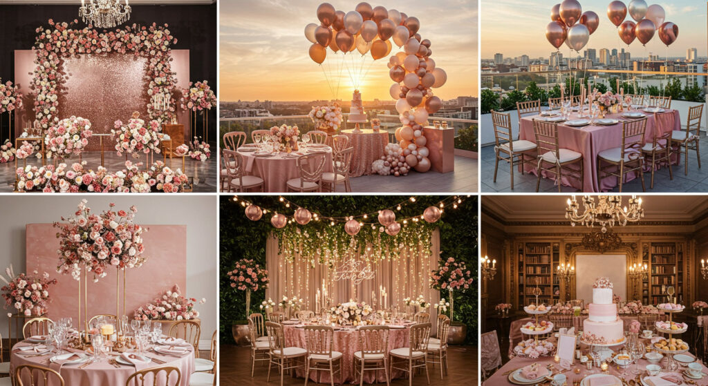 Discover the best rose gold party decor kits with balloons, table decor, and backdrops for birthdays, baby showers, and weddings. Glamorous, affordable, and easy to set up